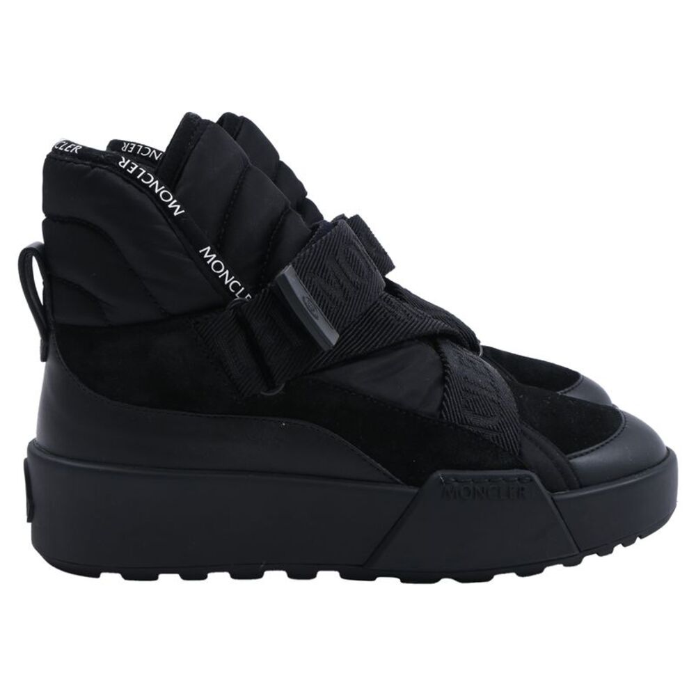 Moncler Cross Promyx Quilted High-Top Sneakers in Black Suede